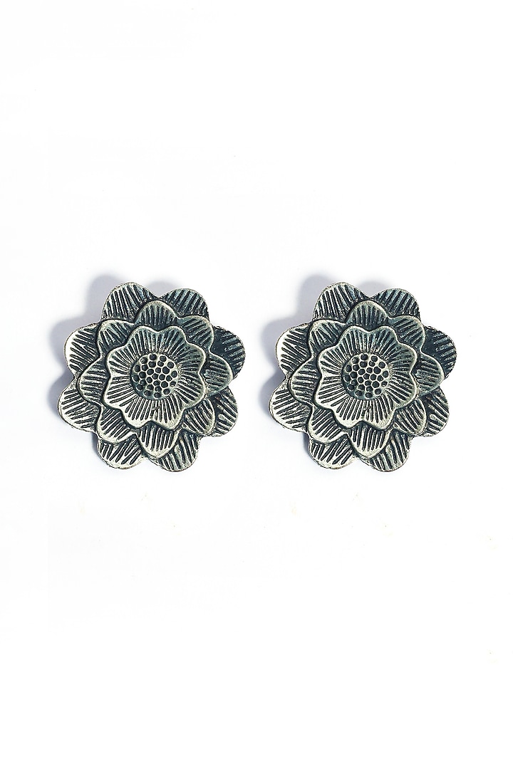 Oxidised Finish Floral Stud Earrings by Just Shraddha at Pernia's Pop Up Shop