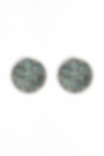 Oxidised Finish Mirror Stud Earrings by Just Shraddha at Pernia's Pop Up Shop