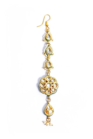 Gold Plated Pearl Meenakari Maangtikka by Just Shraddha
