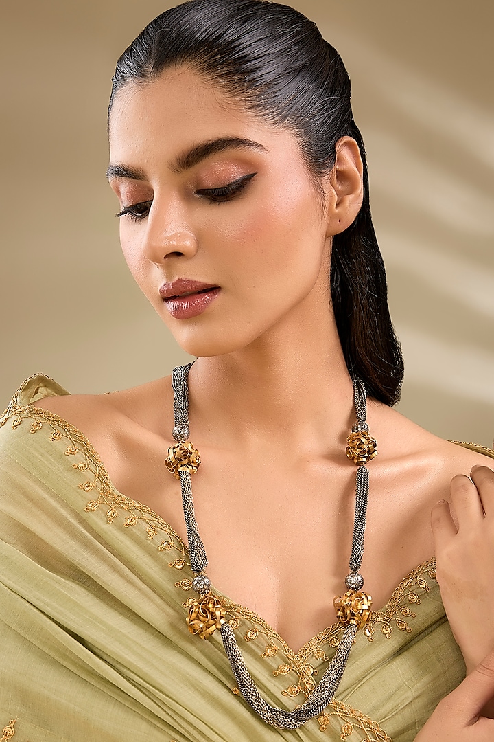 Two Tone Finish Long Chain Necklace by Just Shraddha at Pernia's Pop Up Shop