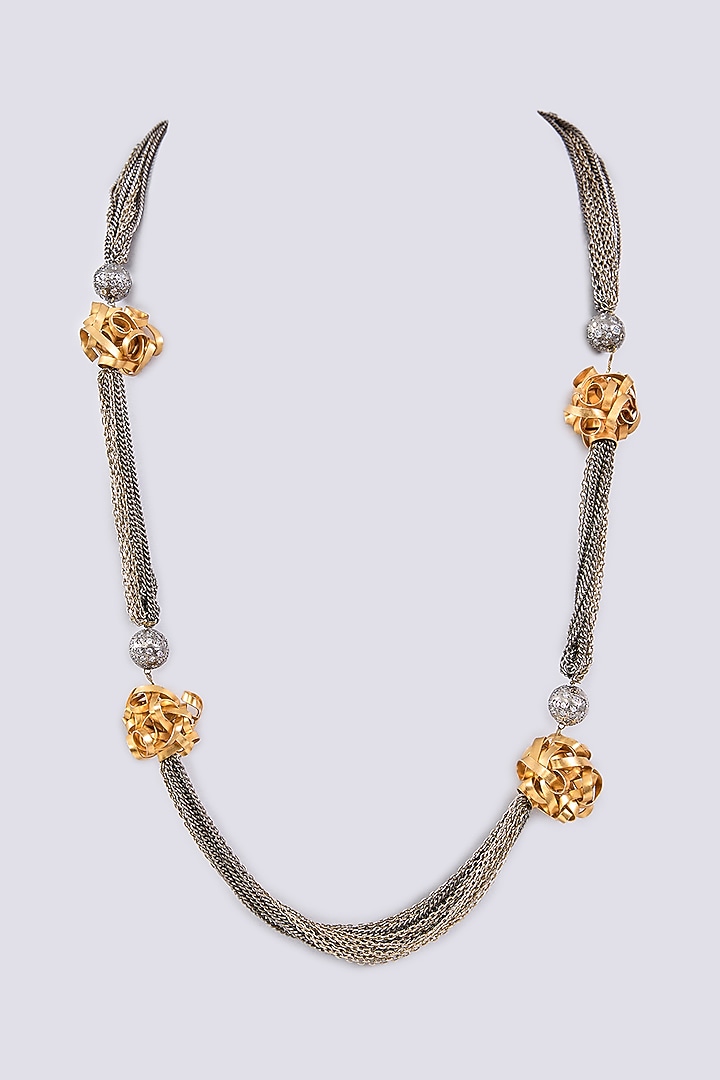 Two Tone Finish Long Chain Necklace by Just Shraddha at Pernia's Pop Up Shop