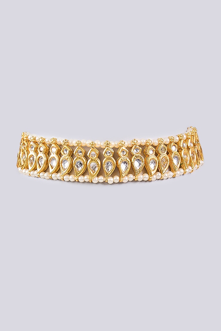 Gold Plated Pearl Choker Necklace by Just Shraddha at Pernia's Pop Up Shop