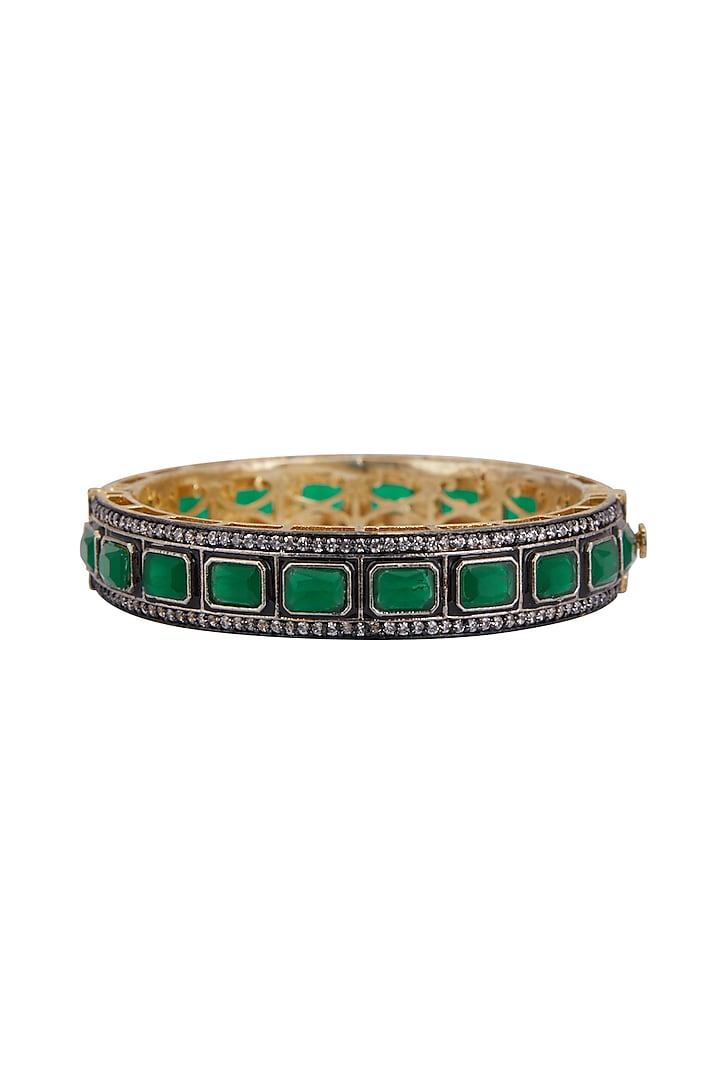 Gold Plated Emerald Bangle by Just Shraddha