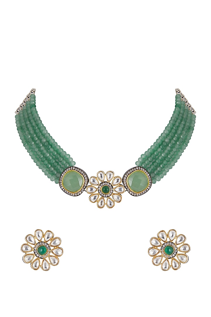 Gold Plated Layered Pendant Necklace Set by Just Shraddha