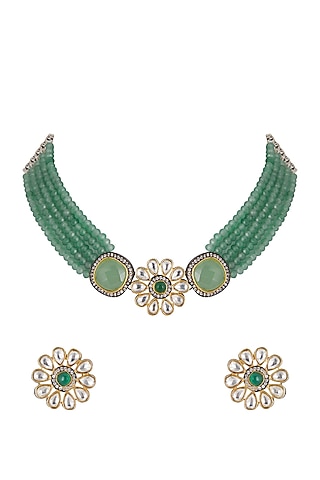 Gold Plated Layered Pendant Necklace Set by Just Shraddha