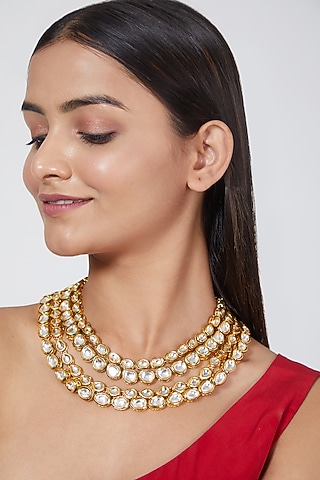 Gold Plated Four Liner Necklace by Just Shraddha