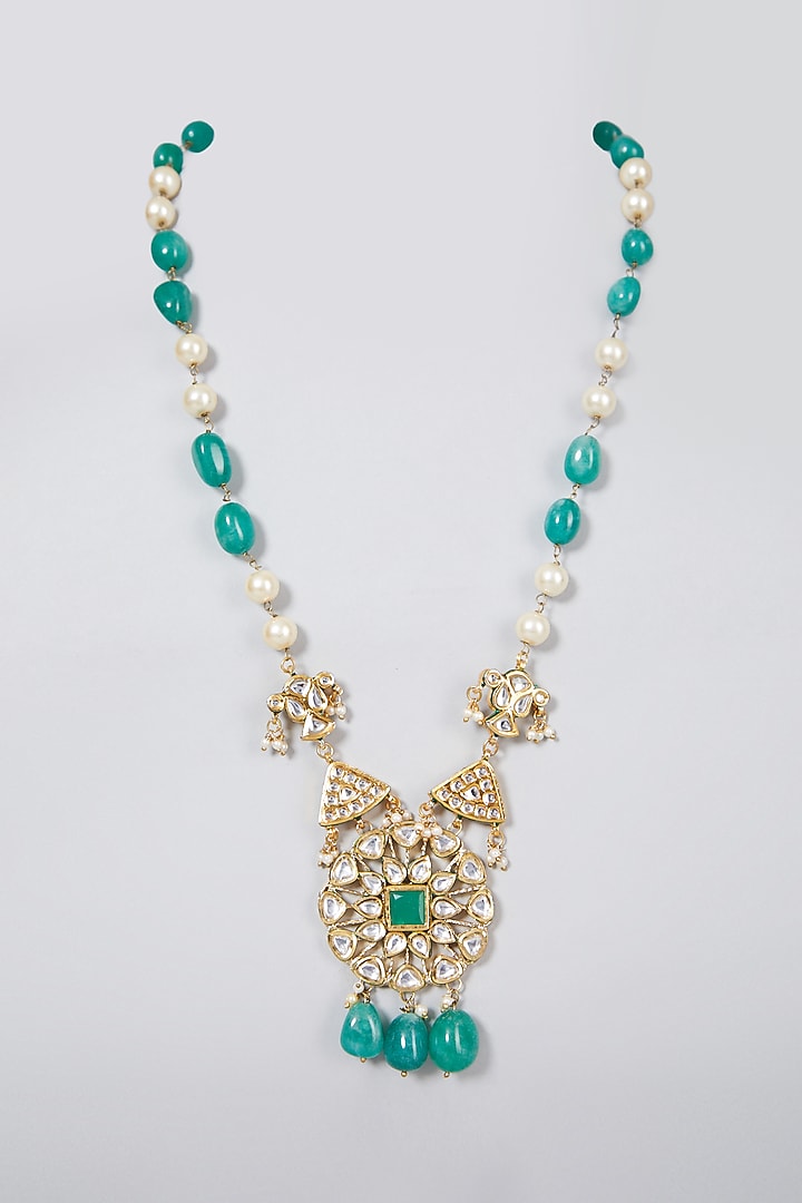 Gold Plated Pearls Long Necklace by Just Shraddha at Pernia's Pop Up Shop