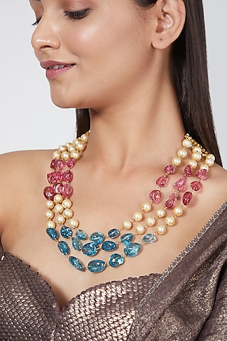 Gold Plated Beads Necklace by Just Shraddha