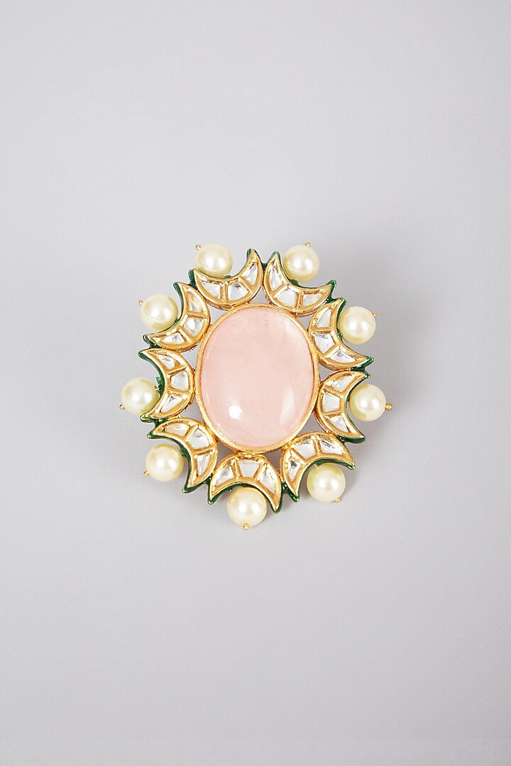 Gold Plated Rose Quartz Ring by Just Shraddha at Pernia's Pop Up Shop