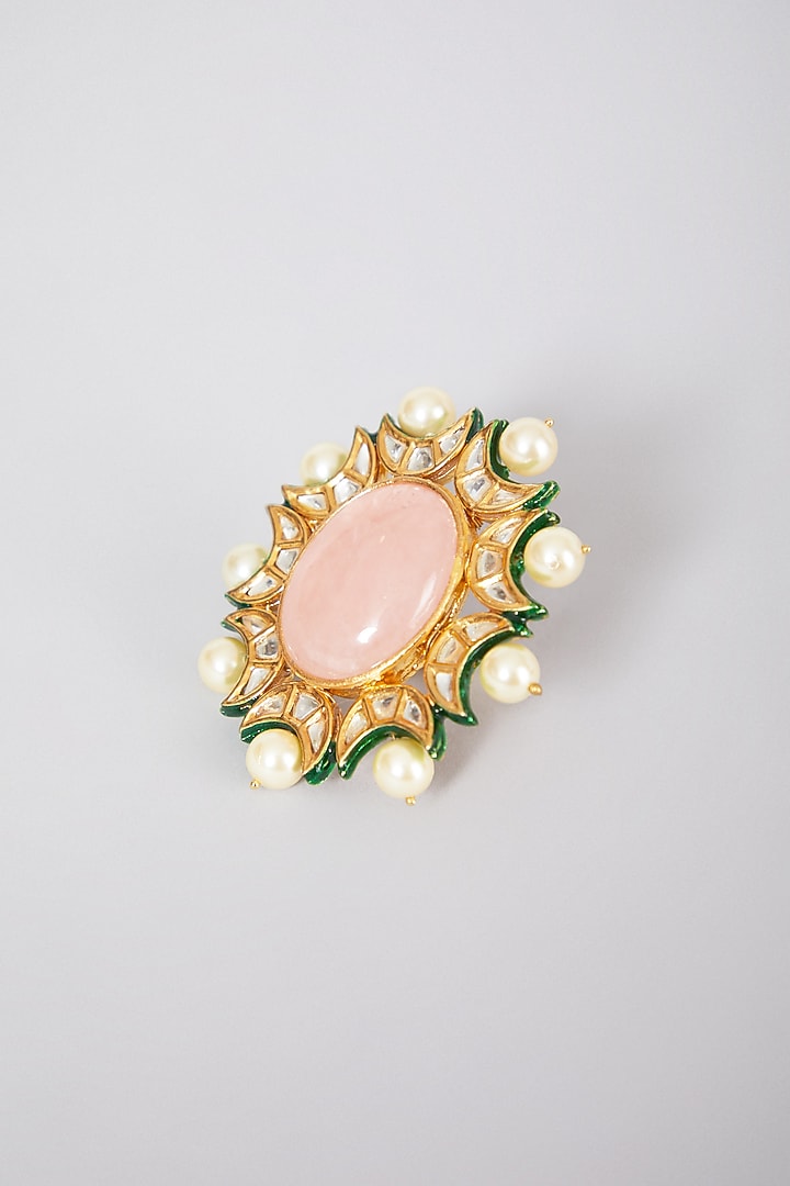 Gold Plated Rose Quartz Ring by Just Shraddha at Pernia's Pop Up Shop