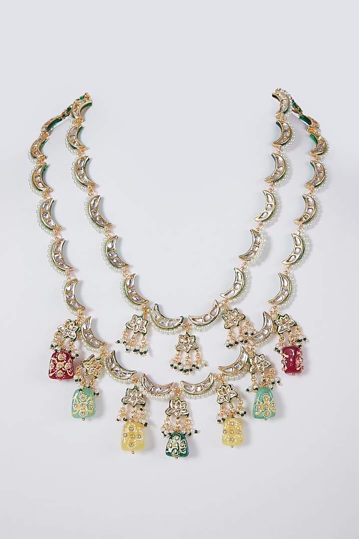 Gold Plated Meenakari Necklace by Just Shraddha at Pernia's Pop Up Shop