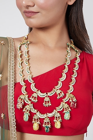 Gold Plated Meenakari Necklace by Just Shraddha