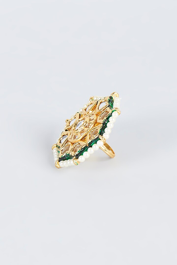 Gold Plated Meenakari Ring by Just Shraddha at Pernia's Pop Up Shop