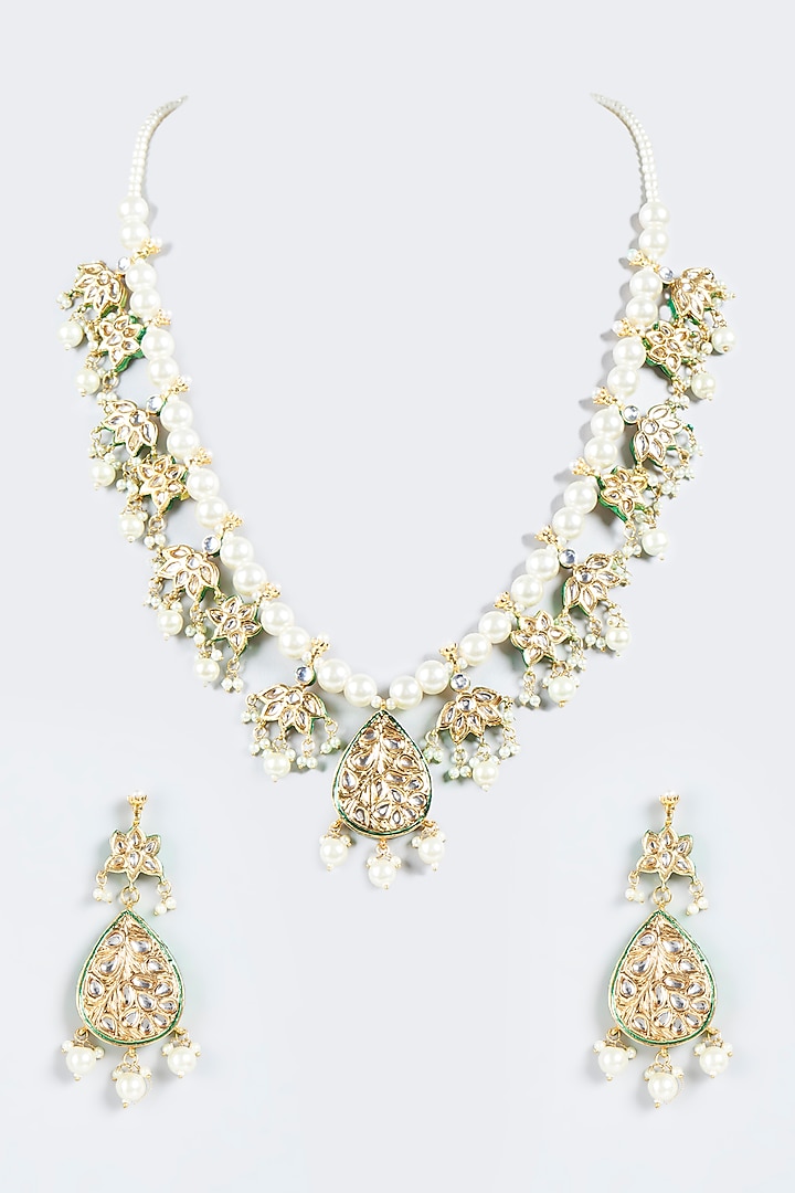 Gold Plated Meenakari Necklace Set by Just Shraddha
