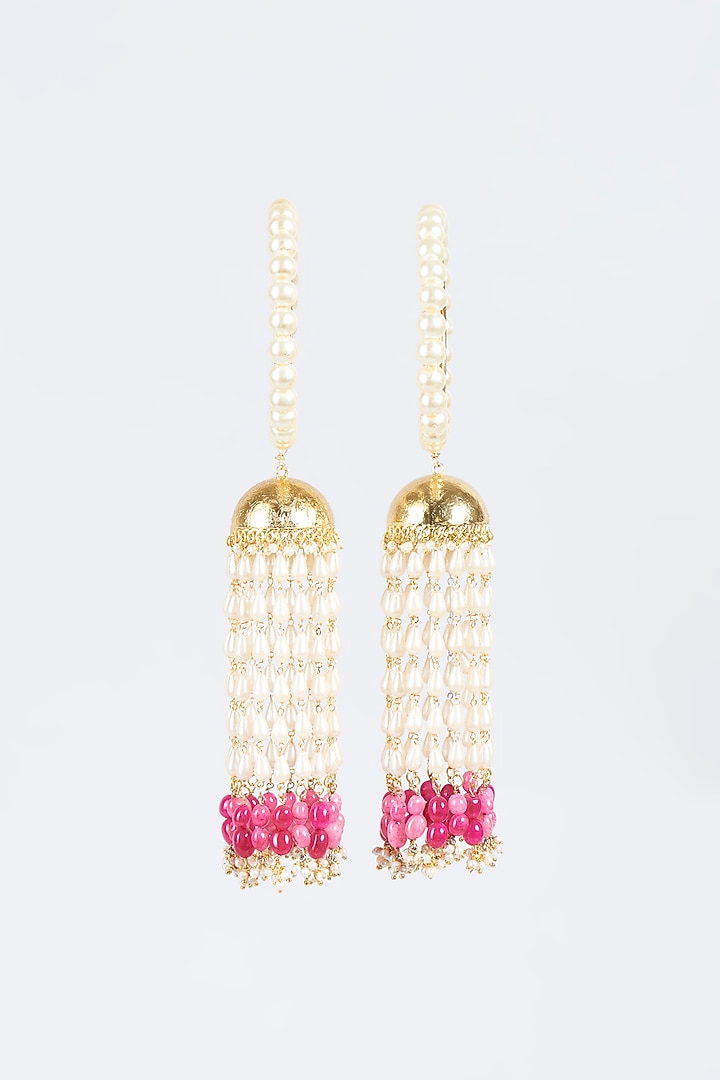 Gold Plated Pearl Kalira Bangles (Set of 2) by Just Shraddha at Pernia's Pop Up Shop