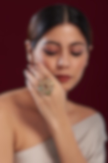 Gold Plated Multi-Colored Stone Ring by Just Shraddha at Pernia's Pop Up Shop