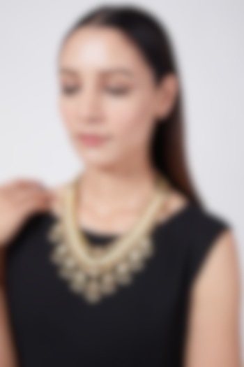 Gold Plated Three Tiered Necklace With Polkis by Just Shraddha