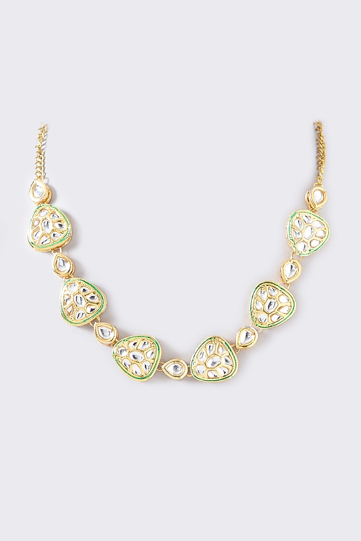 Gold Plated Kundan Polki Chain Necklace by Just Shraddha at Pernia's Pop Up Shop