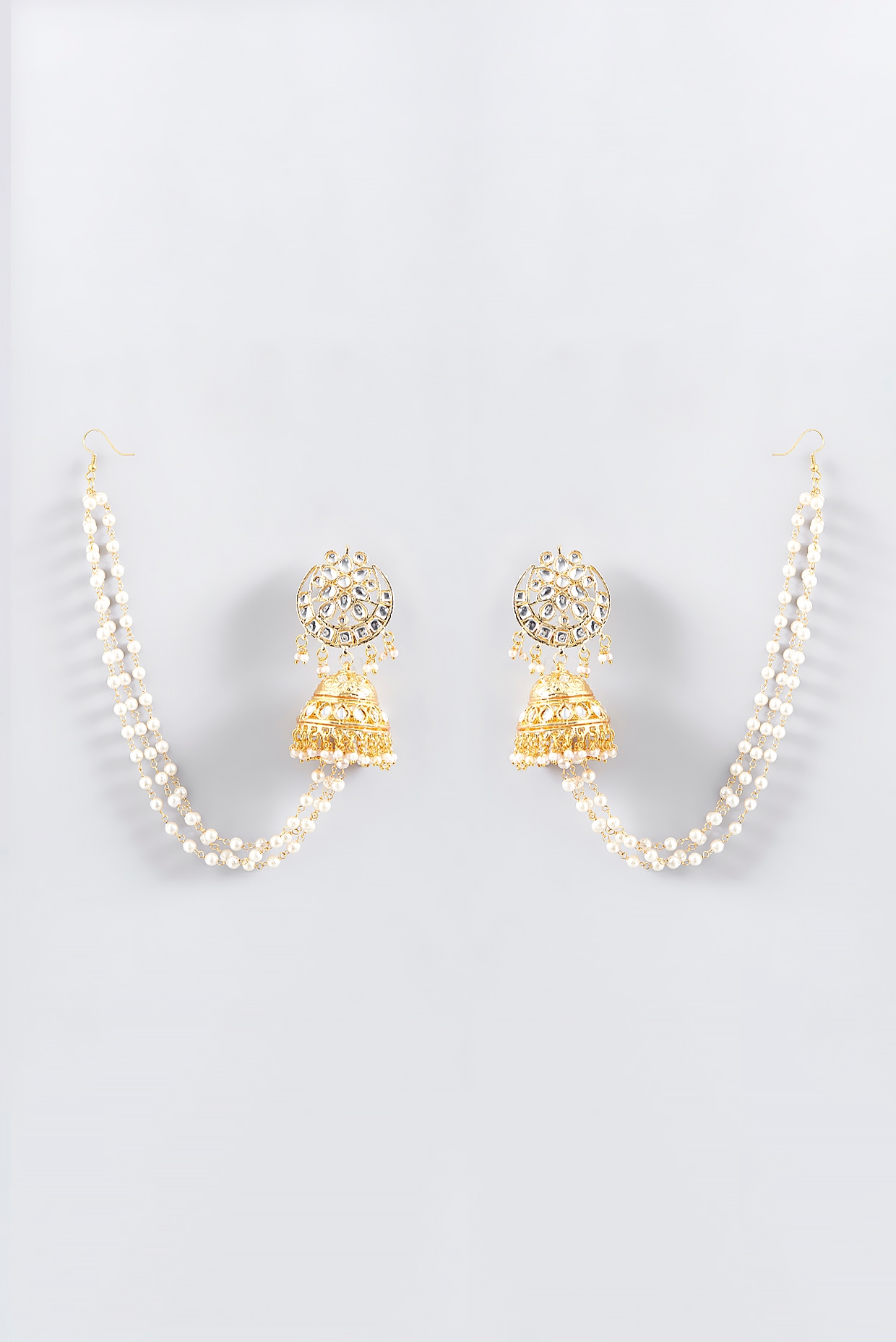 Buy Elegant White Stone Earrings Gold Plated Kallu Kammal Online