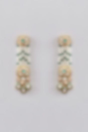 Gold Plated Multi-Colored Bead & Pearl Long Dangler Earrings by Just Shraddha at Pernia's Pop Up Shop