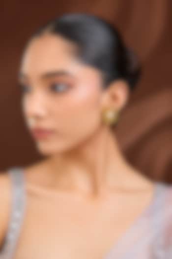 Matte Gold Plated Mixed Metal Stud Earrings by Just Shraddha at Pernia's Pop Up Shop