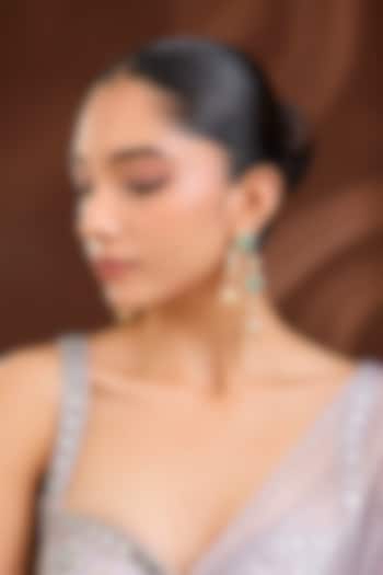 Gold Plated Kundan Polki Long Hanging Earrings by Just Shraddha at Pernia's Pop Up Shop