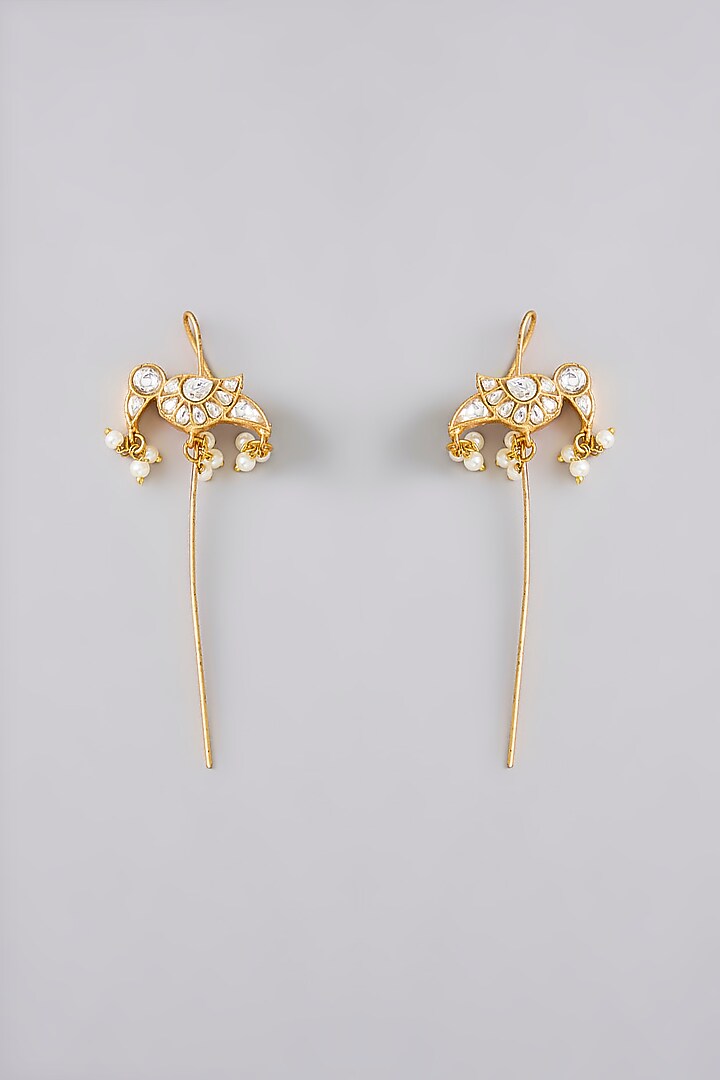 Gold Plated Kundan Polki Stud Earrings by Just Shraddha at Pernia's Pop Up Shop