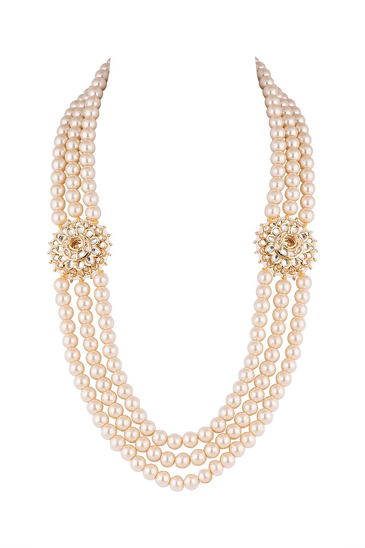 Antique Gold Plated Kundan & Pearl Necklace by Just Shraddha at Pernia's Pop Up Shop