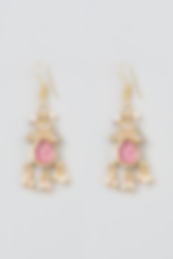 Gold Plated Quartz Kundan Polki Dangler Earrings by Just Shraddha at Pernia's Pop Up Shop