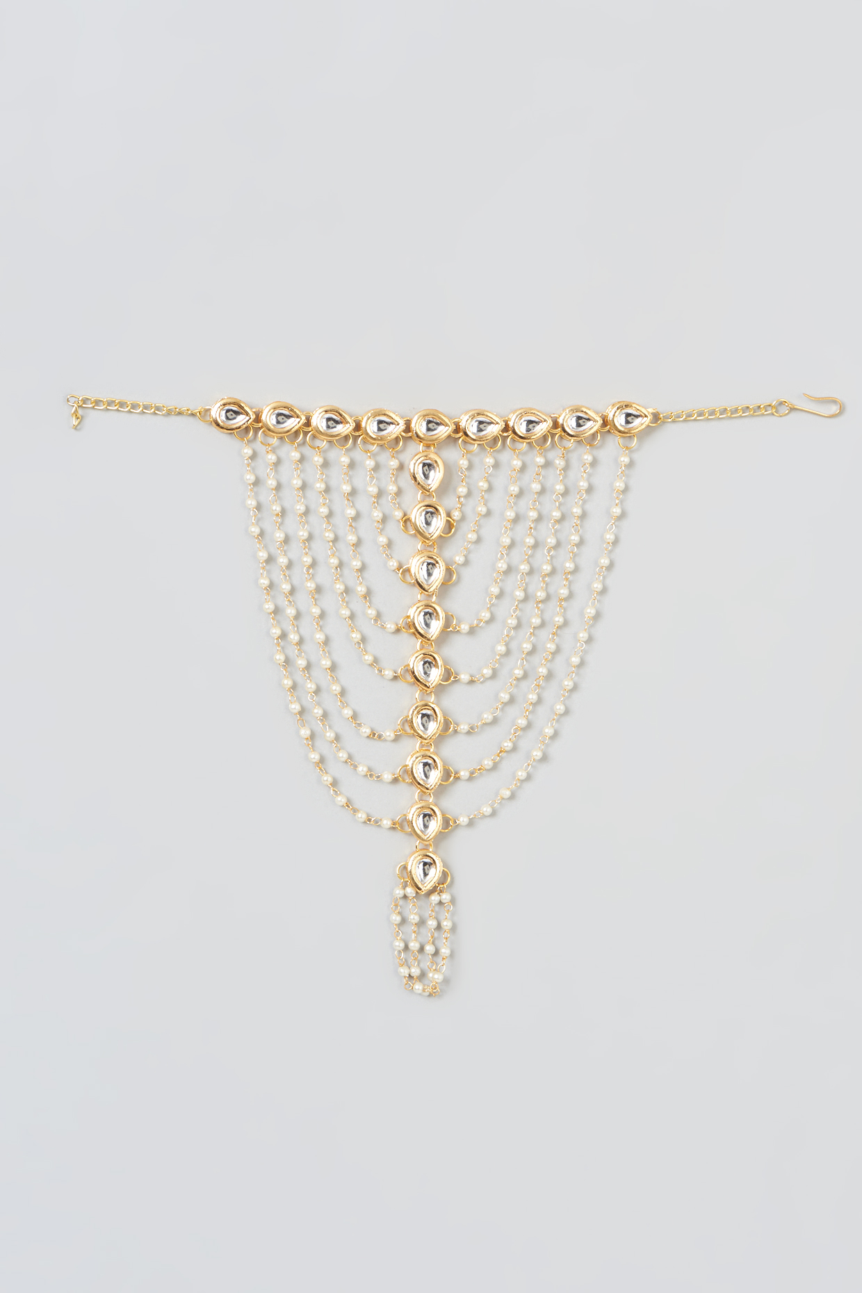 Gold Plated Kundan Polki & Pearl Haathphool by Just Shraddha at Pernia's Pop Up Shop