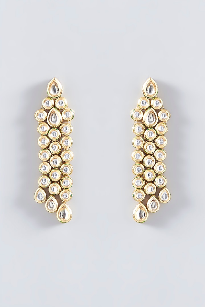 Gold Plated Kundan Polki Tiered Dangler Earrings by Just Shraddha at Pernia's Pop Up Shop