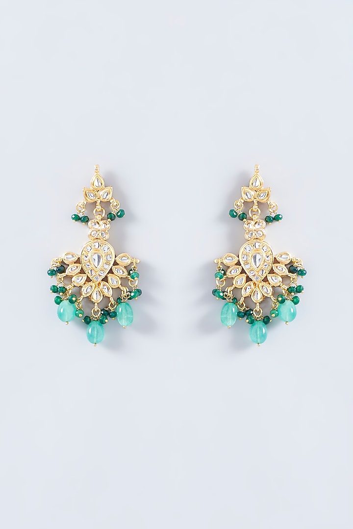 Gold Plated Green Kundan Polki & Beads Choker Necklace Set by Just Shraddha at Pernia's Pop Up Shop