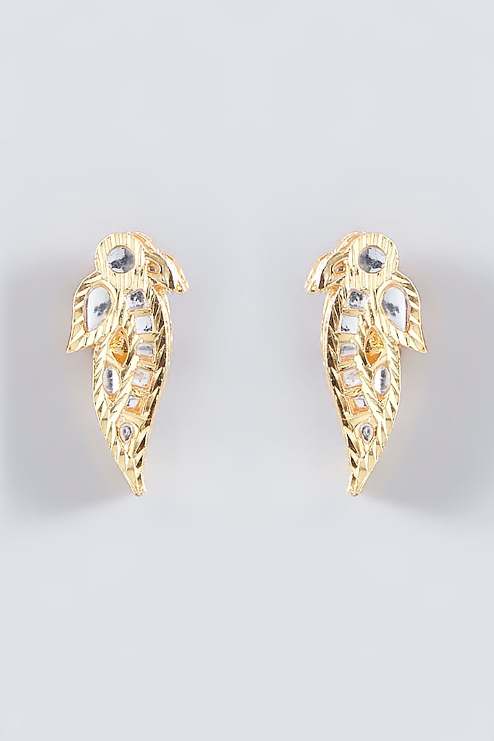 Gold Plated Kundan Polki & Stone Stud Earrings by Just Shraddha at Pernia's Pop Up Shop