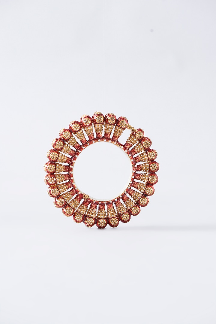 Gold Plated Red Enamelled Openable Kada by Just Shraddha at Pernia's Pop Up Shop