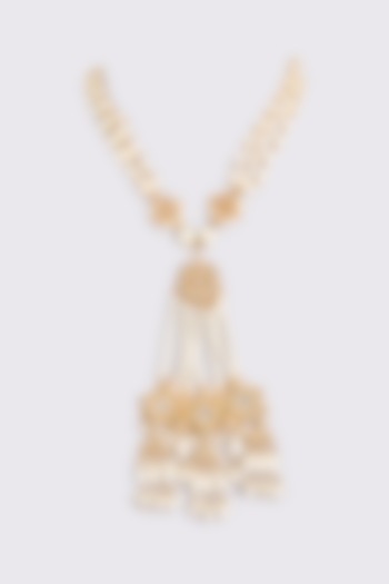 Gold Plated Pearl Long Pendant Necklace by Just Shraddha at Pernia's Pop Up Shop