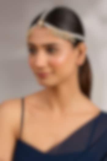 Gold Plated Kundan Polki & Pearl Mathapatti by Just Shraddha at Pernia's Pop Up Shop