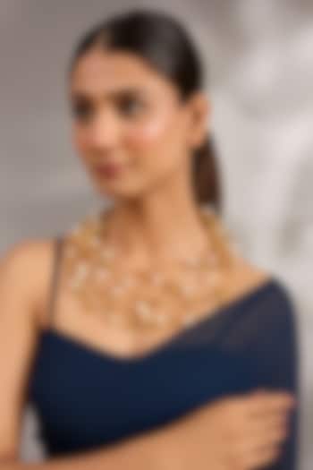 Gold Plated Pearl Layered Wired Necklace by Just Shraddha at Pernia's Pop Up Shop