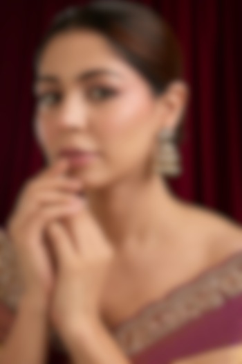 Gold Plated Kundan Polki & Pearl Jhumka Earrings by Just Shraddha at Pernia's Pop Up Shop