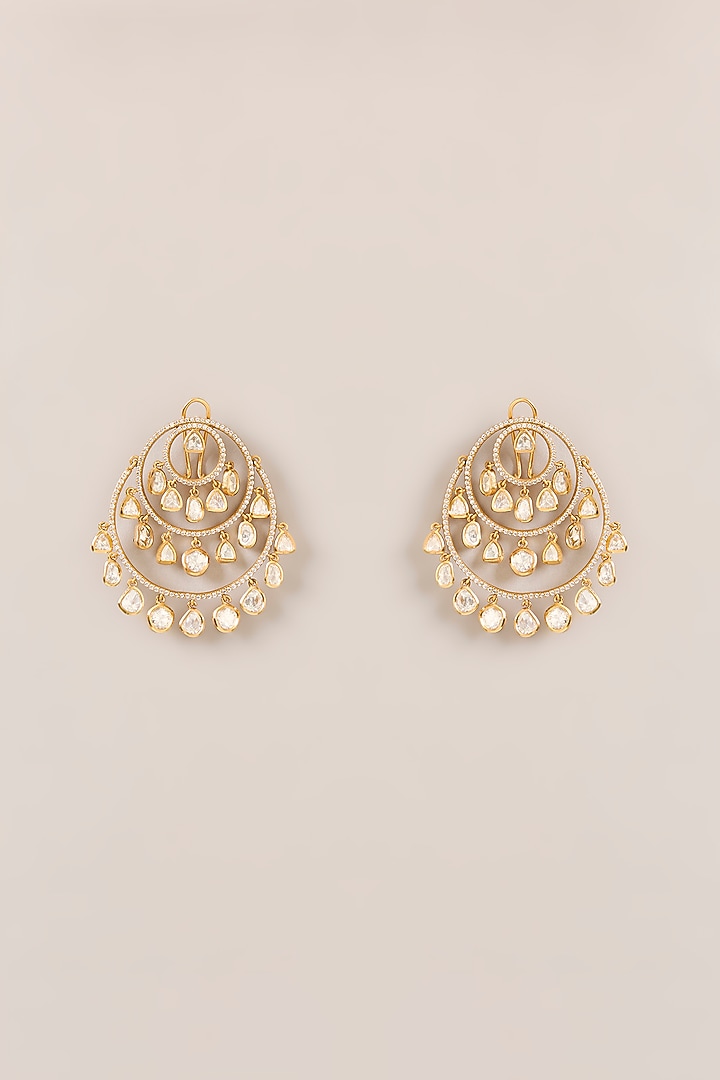 Gold Plated Kundan Polki Dangler Earrings by Just Shraddha at Pernia's Pop Up Shop