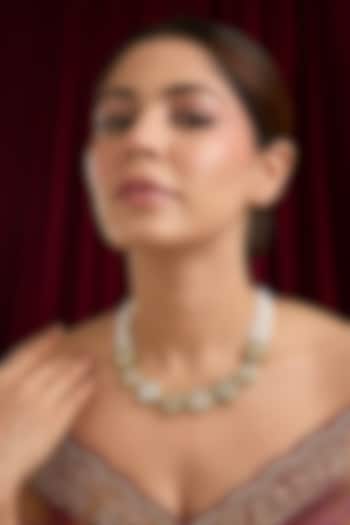 Gold Plated Kundan Polki & Pearl Meenakari Necklace by Just Shraddha at Pernia's Pop Up Shop