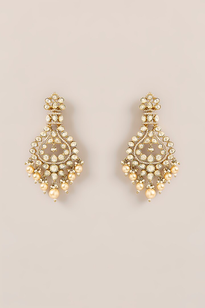 Gold Plated Kundan Polki Dangler Earrings by Just Shraddha at Pernia's Pop Up Shop