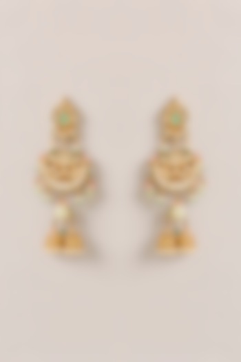 Gold Plated Kundan Polki & Pearl Dangler Earrings by Just Shraddha at Pernia's Pop Up Shop