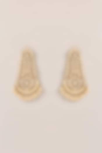 Gold Plated Kundan Polki & Pearl Dangler Earrings by Just Shraddha at Pernia's Pop Up Shop