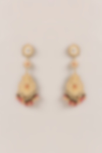 Gold Plated Beaded & Pearl Dangler Earrings by Just Shraddha at Pernia's Pop Up Shop