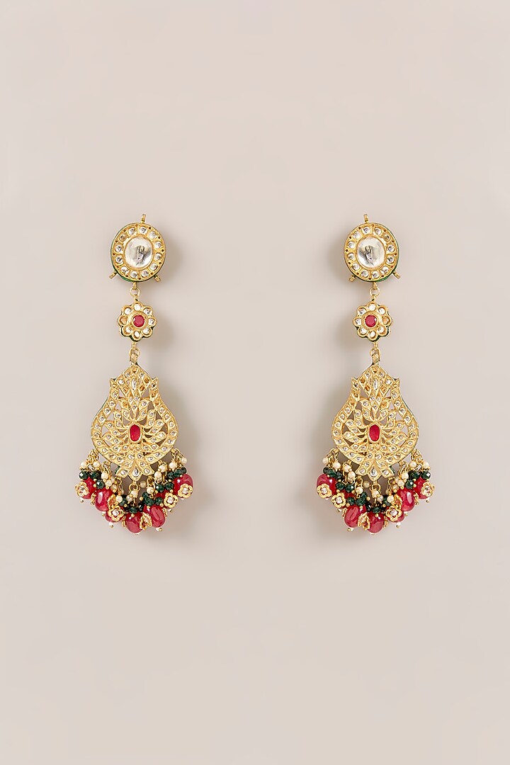 Gold Plated Beaded & Pearl Dangler Earrings by Just Shraddha at Pernia's Pop Up Shop