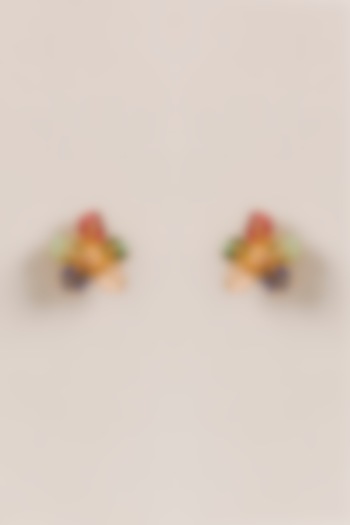 Gold Plated Multi-Colored Synthetic Stone Stud Earrings by Just Shraddha at Pernia's Pop Up Shop