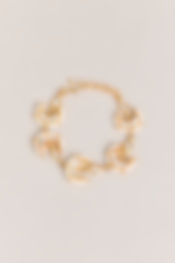 Gold Plated Kundan Polki & Pearl Chand Bracelet by Just Shraddha at Pernia's Pop Up Shop
