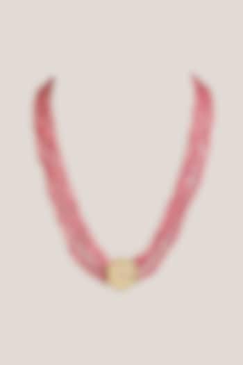 Gold Plated Bead & Synthetic Stone Layered Pendant Necklace Set by Just Shraddha at Pernia's Pop Up Shop