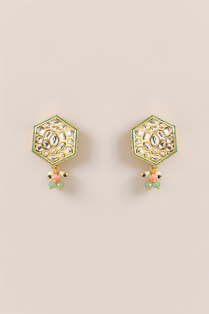Gold Plated Bead & Synthetic Stone Layered Pendant Necklace Set by Just Shraddha at Pernia's Pop Up Shop