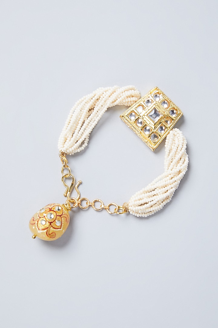 Gold Plated Pearl Bracelet by Just Shraddha at Pernia's Pop Up Shop